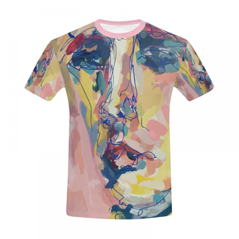 Camiseta Corta Arte Digital Mujer Rosa Hombre