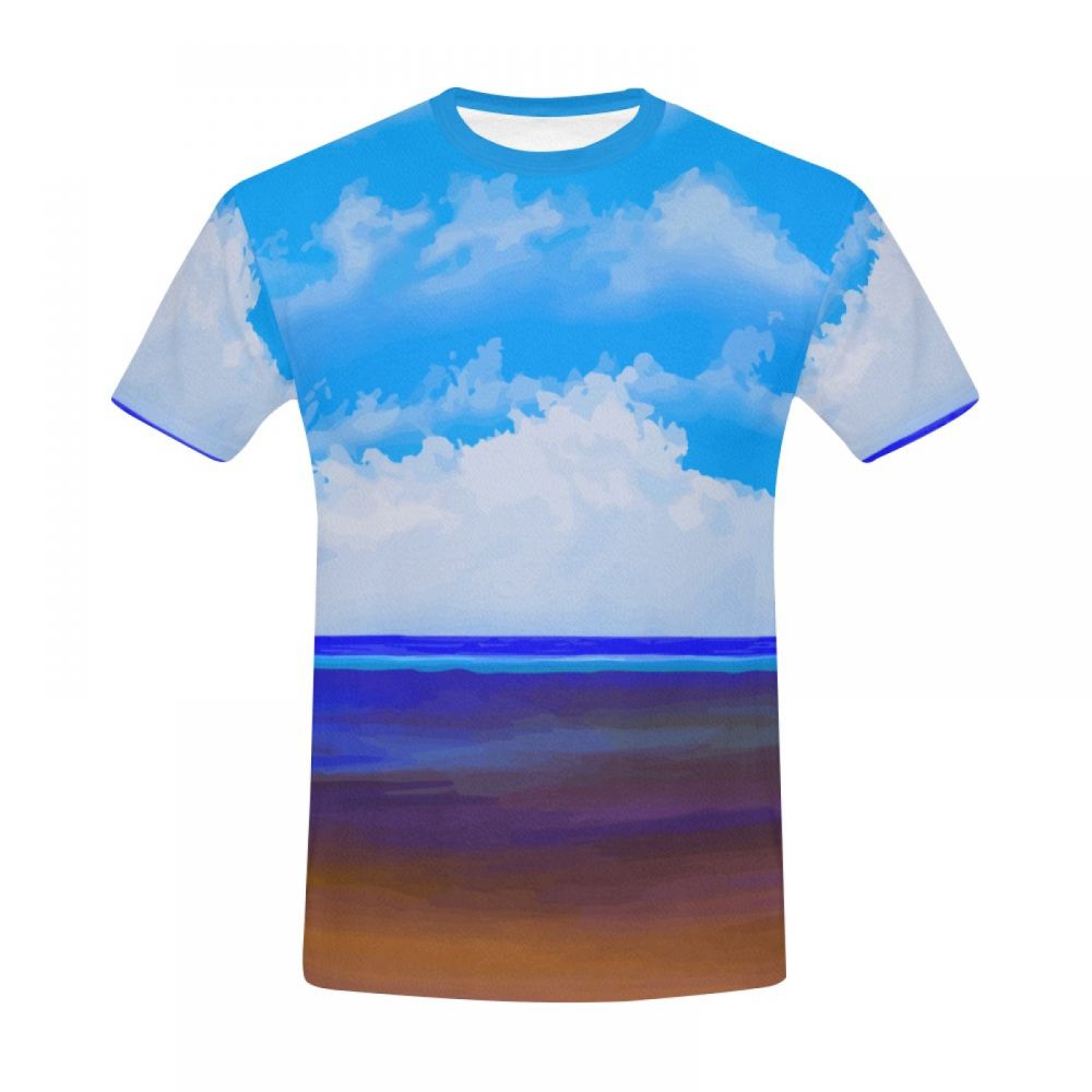 Camiseta Corta Arte Playa Azul Cielo Hombre