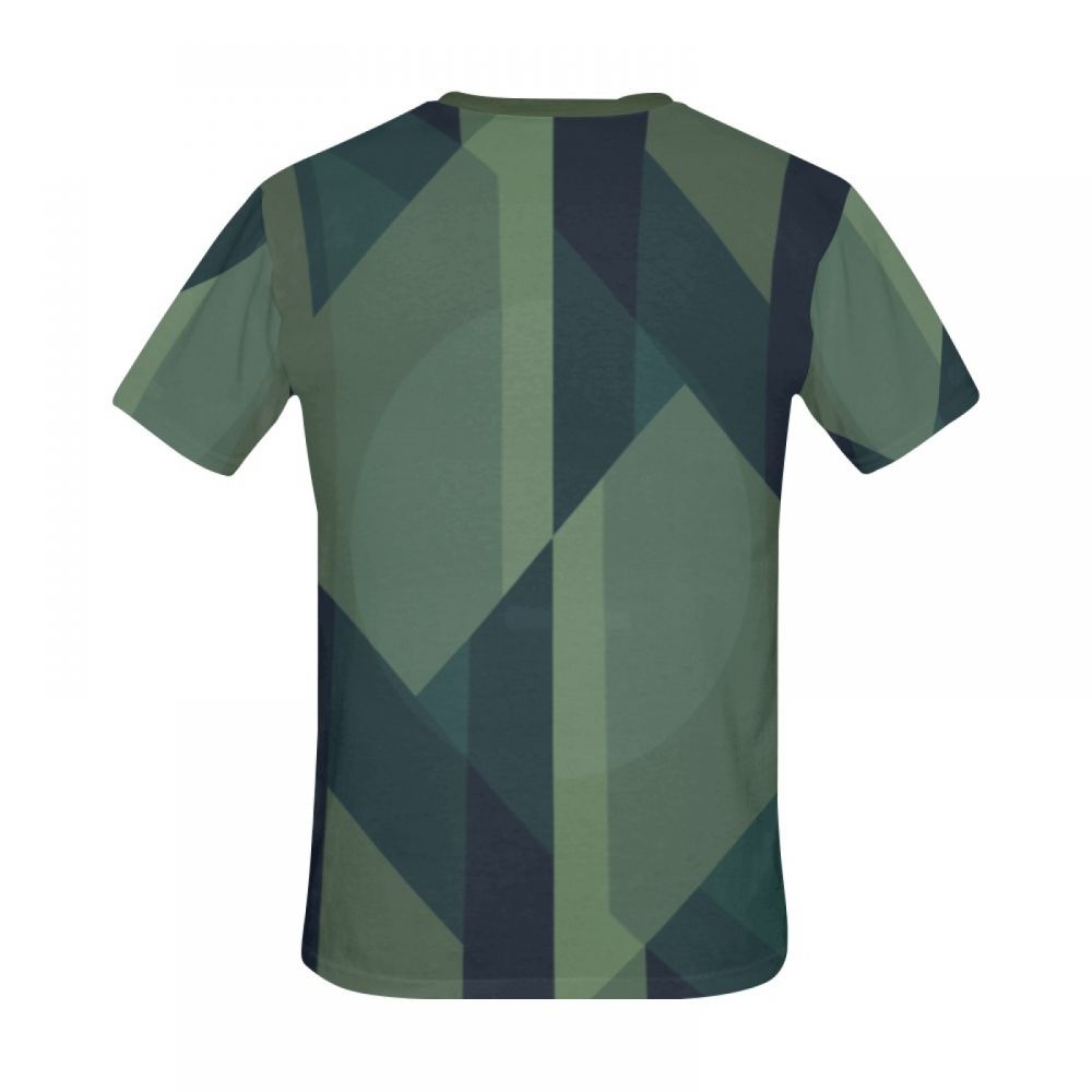 Camiseta Corta Arte Geométrico Líneas Verdes Hombre