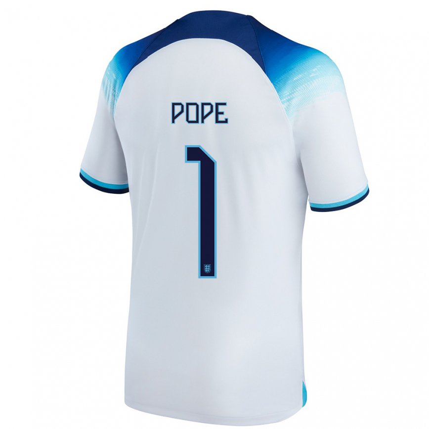 Niño Camiseta Inglaterra Nick Pope #1 Blanco Azul 1ª Equipación 22-24