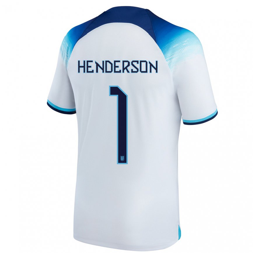 Niño Camiseta Inglaterra Dean Henderson #1 Blanco Azul 1ª Equipación 22-24