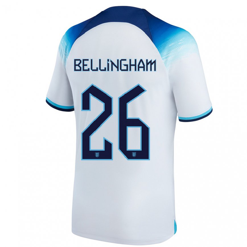 Niño Camiseta Inglaterra Jude Bellingham #26 Blanco Azul 1ª Equipación 22-24