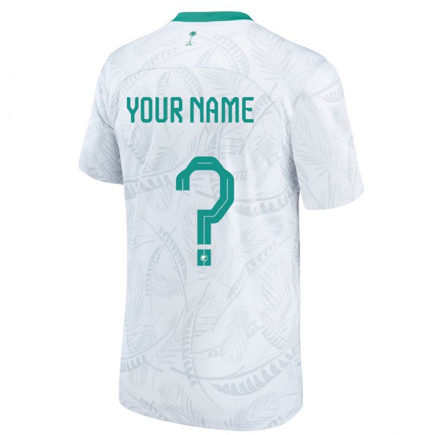 Niño Camiseta Arabia Saudita Su Nombre #0 Blanco 1ª Equipación 22-24