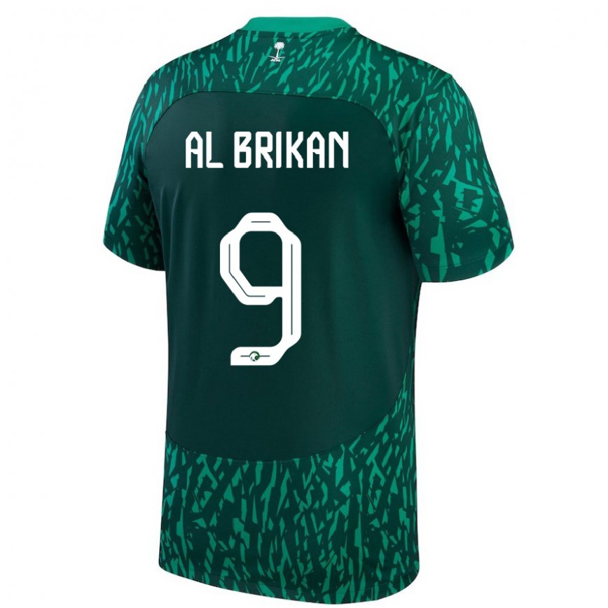 Niño Camiseta Arabia Saudita Feras Al Brikan #9 Verde Oscuro 2ª Equipación 22-24