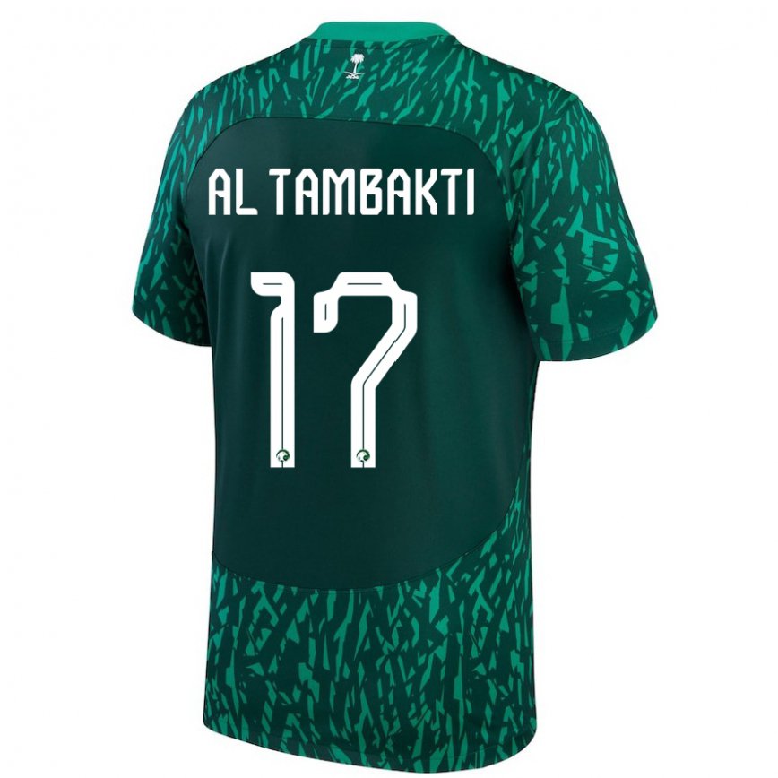 Niño Camiseta Arabia Saudita Hassan Al Tambakti #17 Verde Oscuro 2ª Equipación 22-24