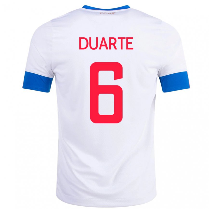 Niño Camiseta Costa Rica Oscar Duarte #6 Blanco 2ª Equipación 22-24