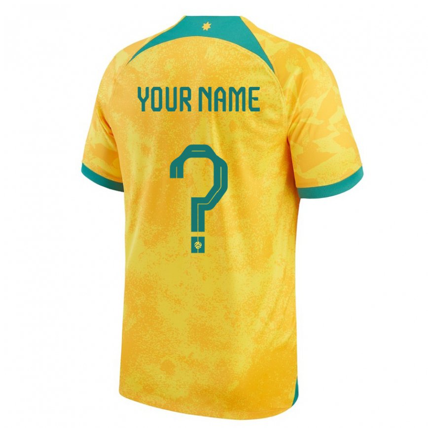 Hombre Camiseta Australia Su Nombre #0 Dorado 1ª Equipación 22-24