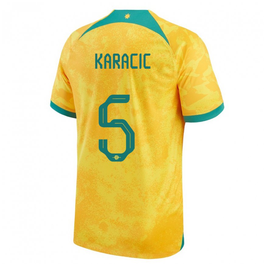 Hombre Camiseta Australia Fran Karacic #5 Dorado 1ª Equipación 22-24