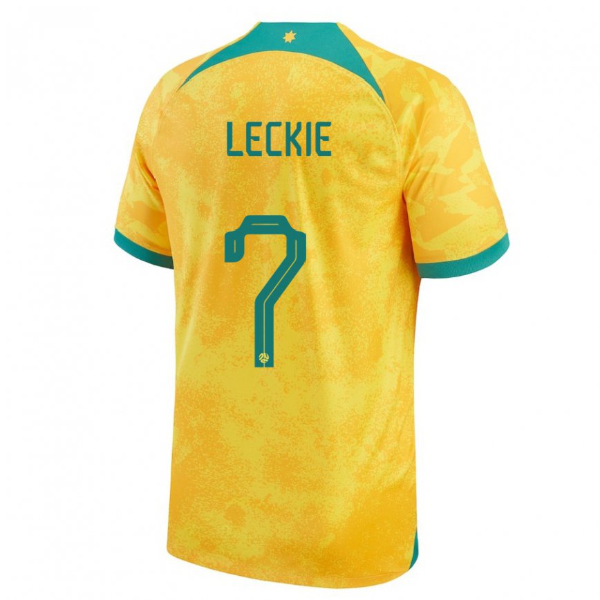 Hombre Camiseta Australia Mathew Leckie #7 Dorado 1ª Equipación 22-24