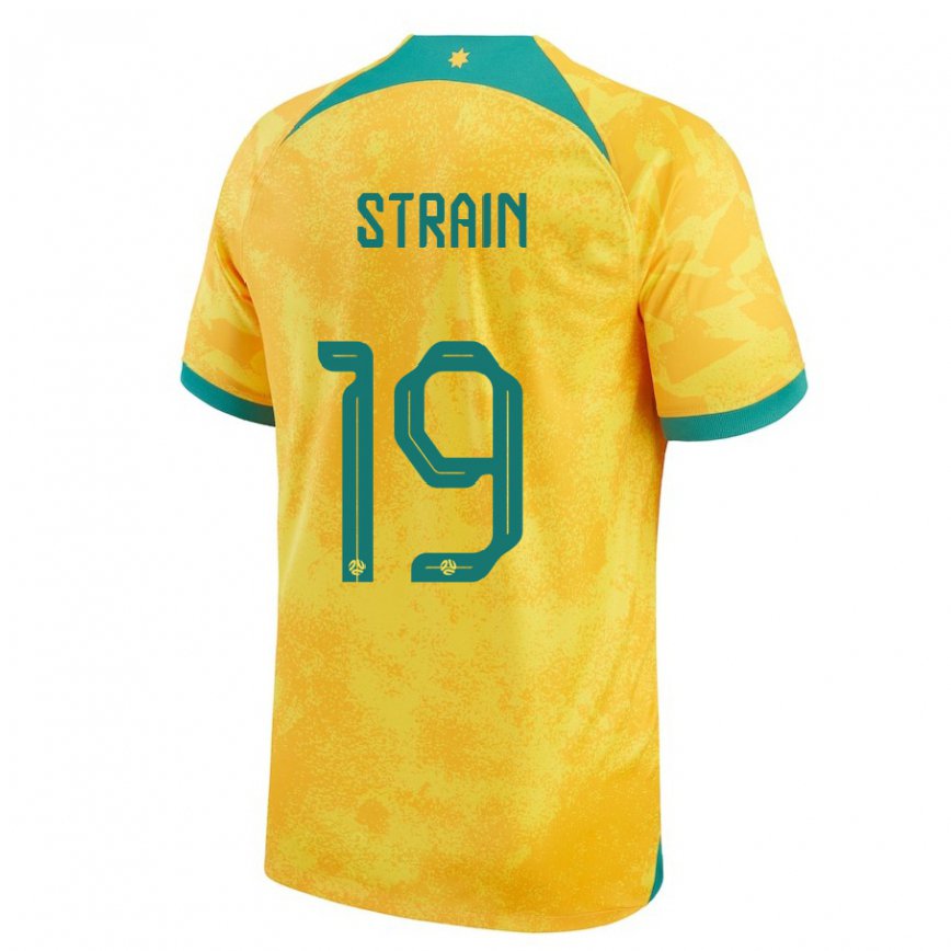 Hombre Camiseta Australia Ryan Strain #19 Dorado 1ª Equipación 22-24