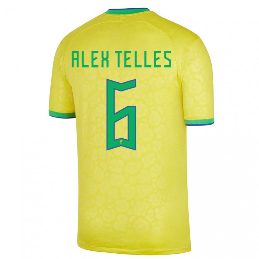 Hombre Camiseta Brasil Alex Telles #6 Amarillo 1ª Equipación 22-24