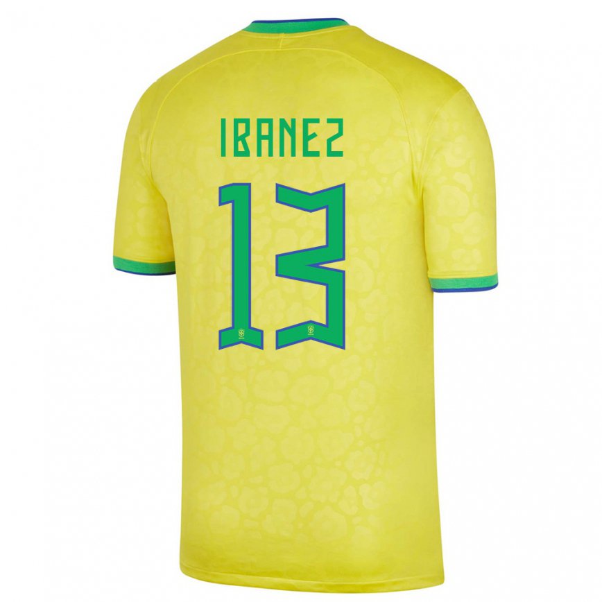 Hombre Camiseta Brasil Roger Ibanez #13 Amarillo 1ª Equipación 22-24