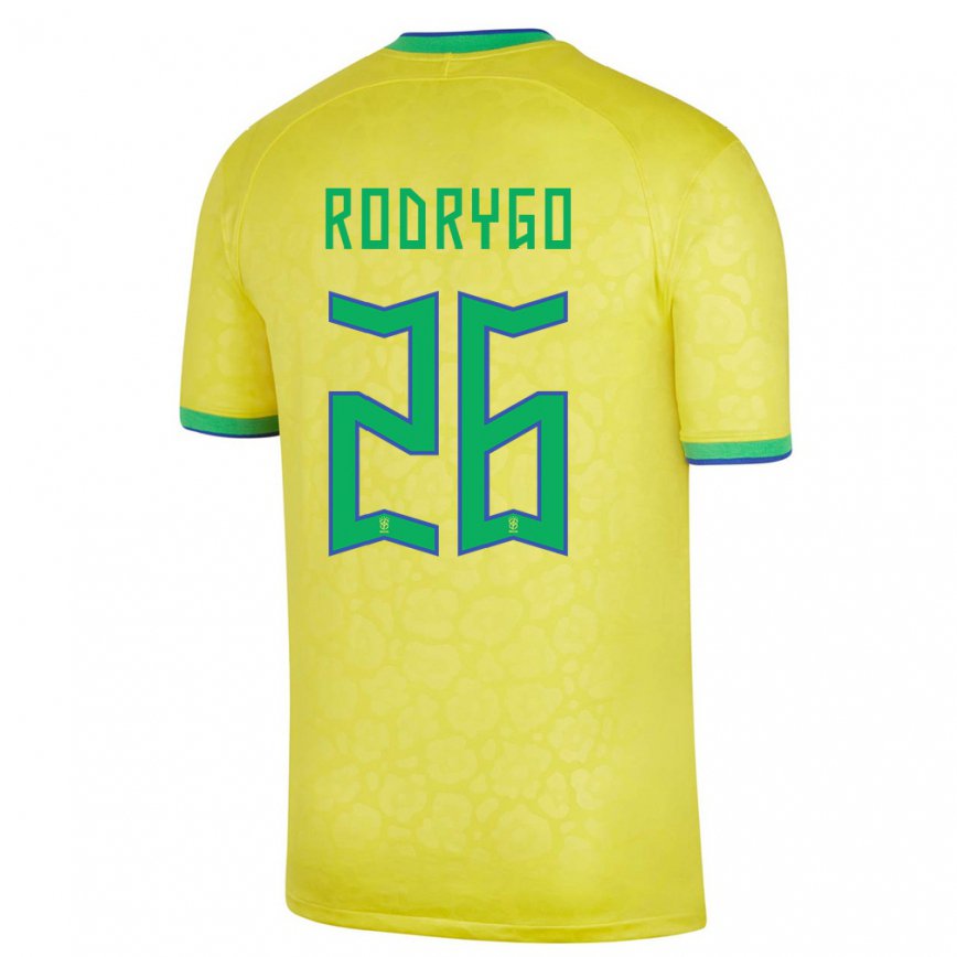 Hombre Camiseta Brasil Rodrygo #26 Amarillo 1ª Equipación 22-24