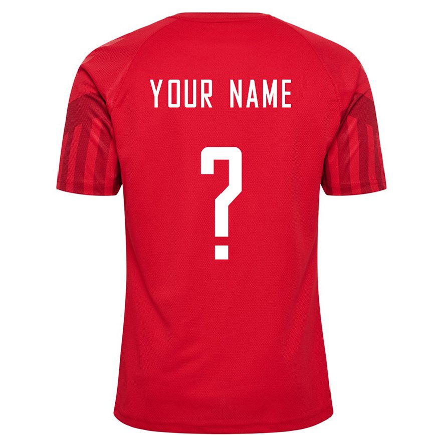 Hombre Camiseta Dinamarca Su Nombre #0 Rojo 1ª Equipación 22-24