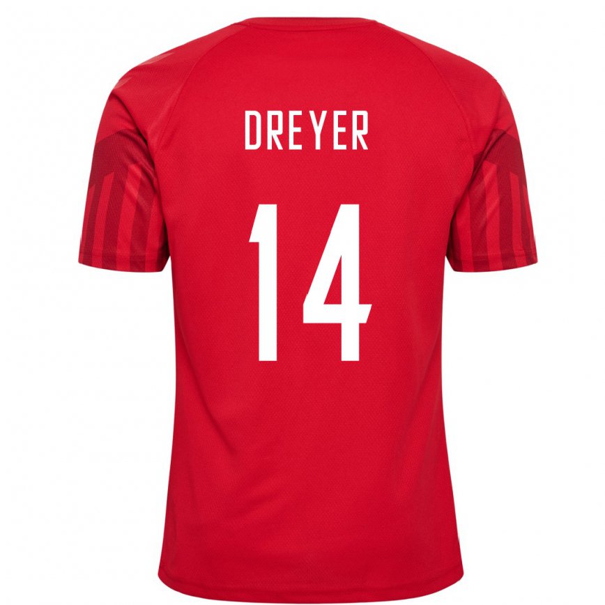 Hombre Camiseta Dinamarca Anders Dreyer #14 Rojo 1ª Equipación 22-24