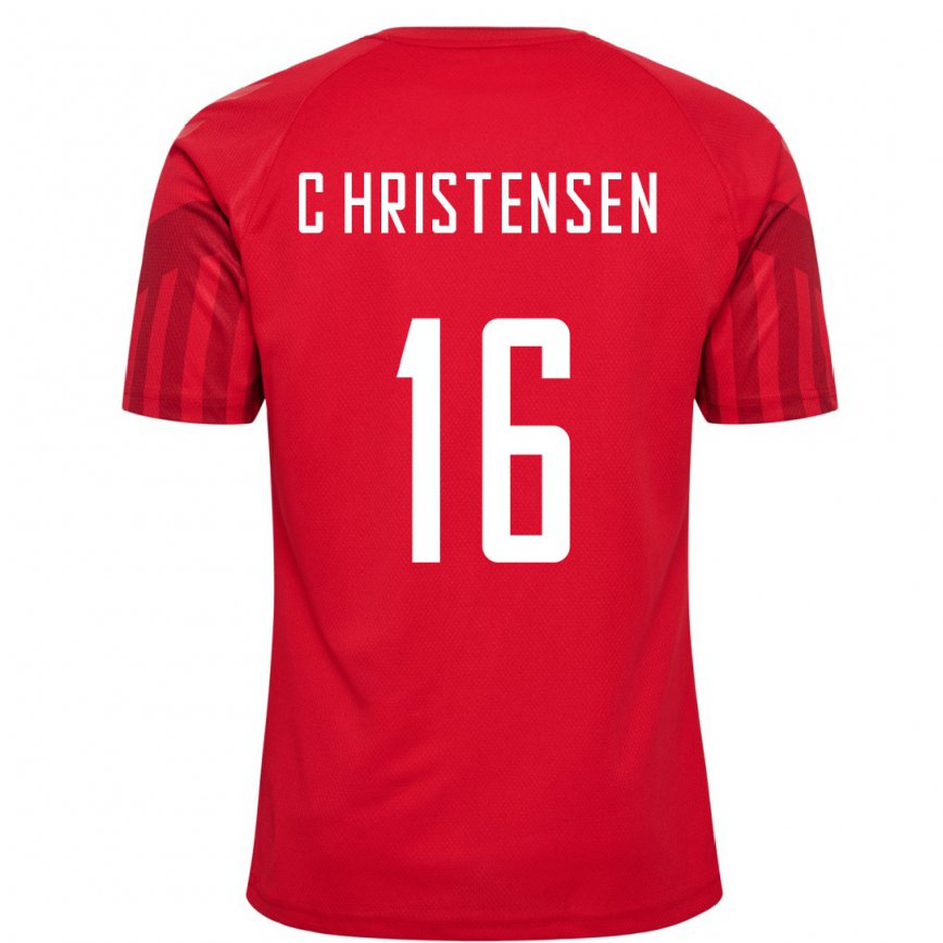 Hombre Camiseta Dinamarca Oliver Christensen #16 Rojo 1ª Equipación 22-24