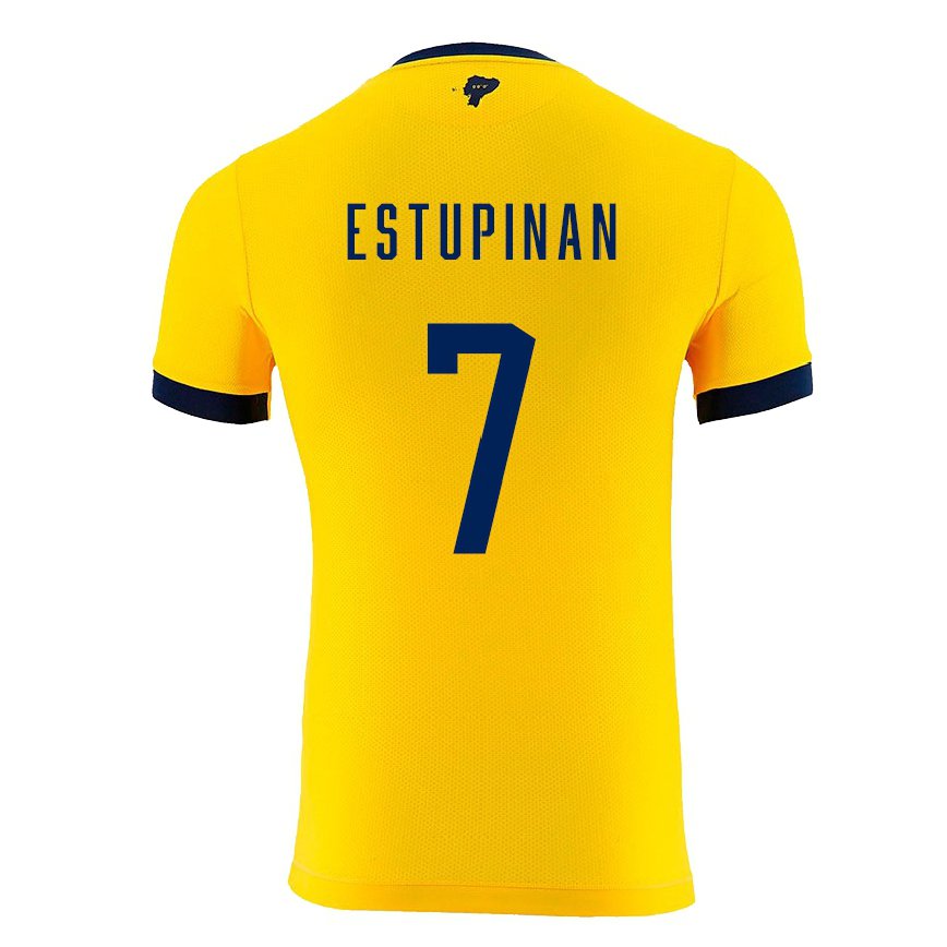 Hombre Camiseta Ecuador Pervis Estupinan #7 Amarillo 1ª Equipación 22-24