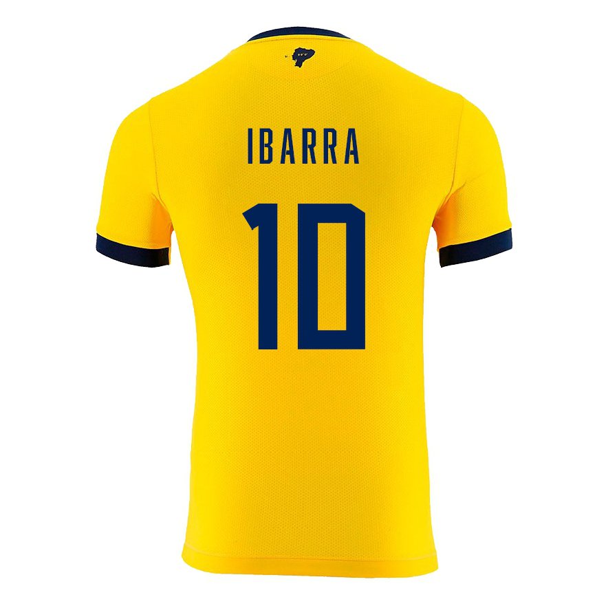 Hombre Camiseta Ecuador Romario Ibarra #10 Amarillo 1ª Equipación 22-24