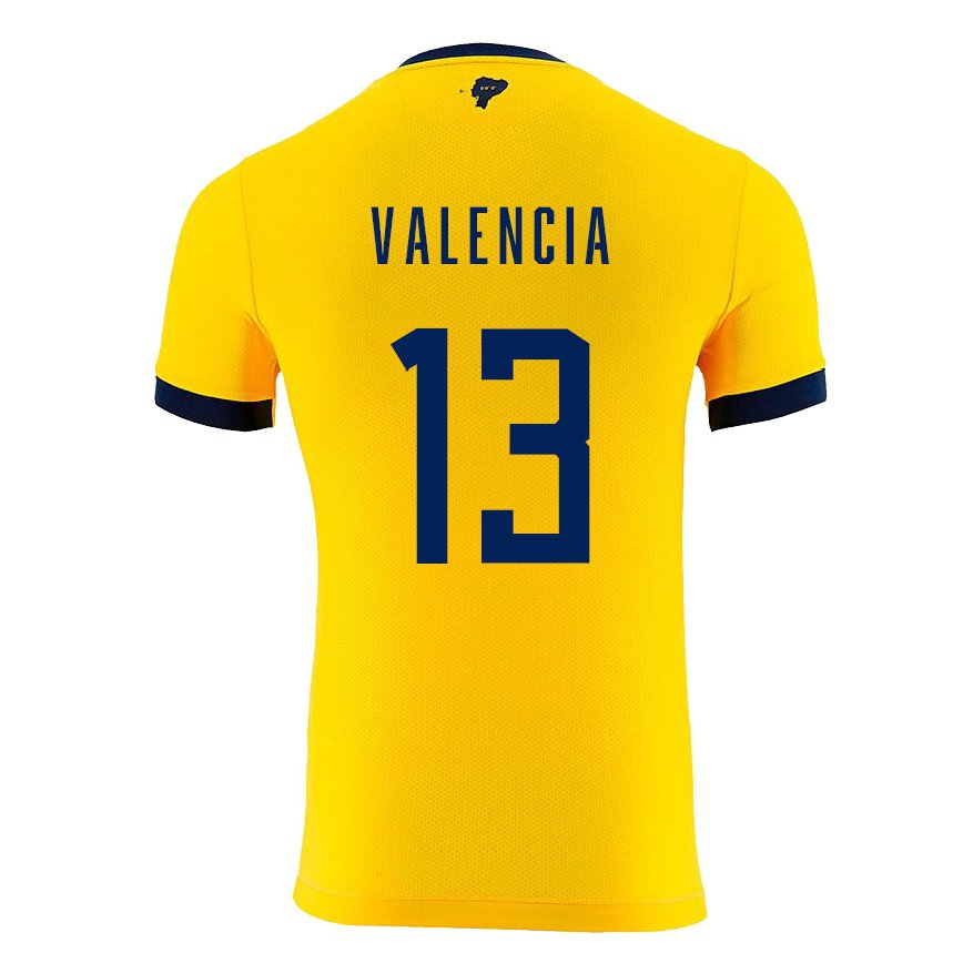 Hombre Camiseta Ecuador Enner Valencia #13 Amarillo 1ª Equipación 22-24