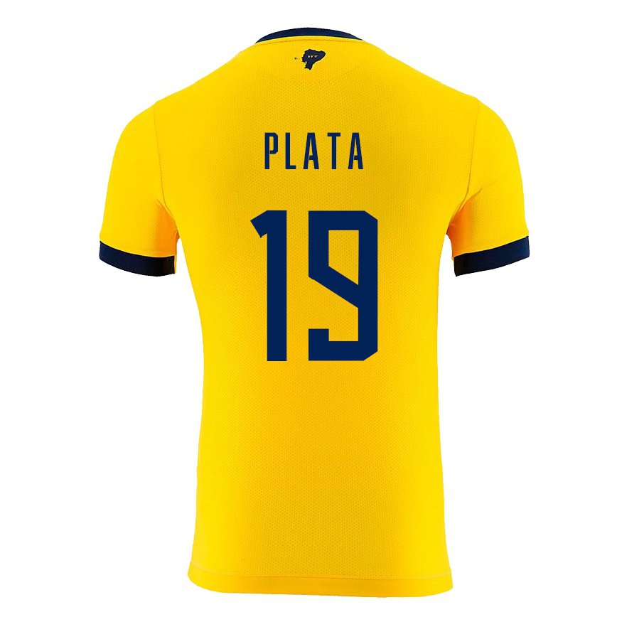 Hombre Camiseta Ecuador Gonzalo Plata #19 Amarillo 1ª Equipación 22-24