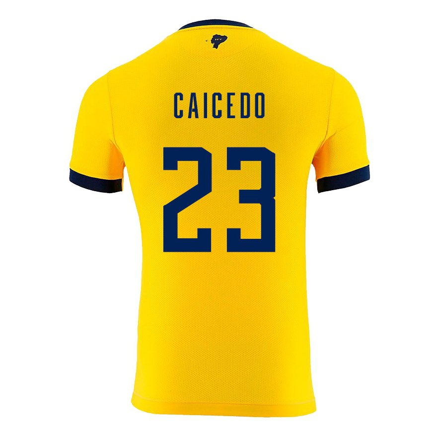 Hombre Camiseta Ecuador Moises Caicedo #23 Amarillo 1ª Equipación 22-24