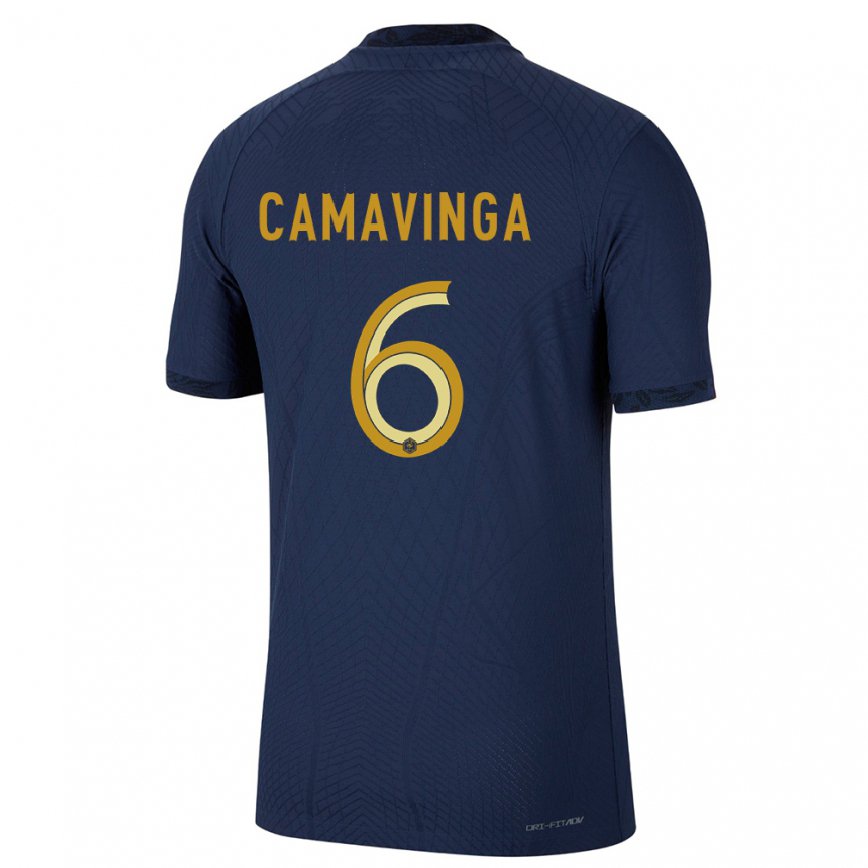Hombre Camiseta Francia Eduardo Camavinga #6 Azul Marino 1ª Equipación 22-24