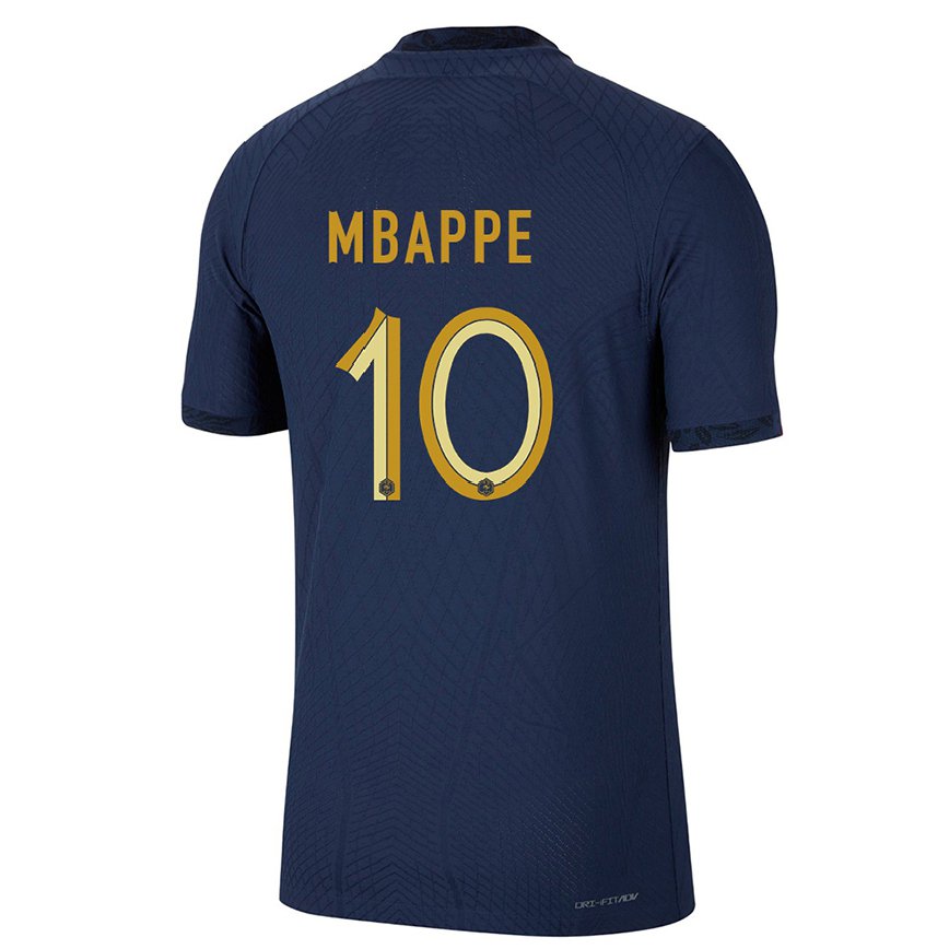 Hombre Camiseta Francia Kylian Mbappe #10 Azul Marino 1ª Equipación 22-24
