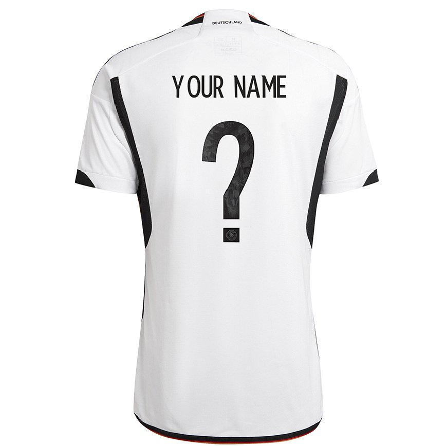Hombre Camiseta Alemania Su Nombre #0 Blanco Negro 1ª Equipación 22-24