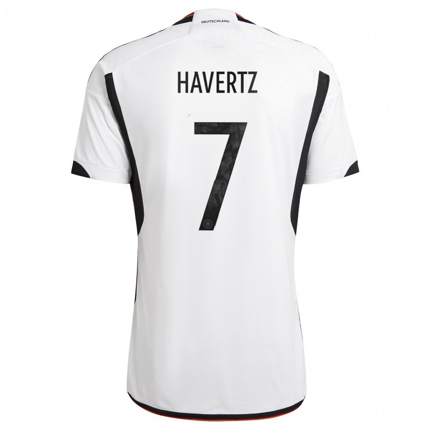 Hombre Camiseta Alemania Kai Havertz #7 Blanco Negro 1ª Equipación 22-24