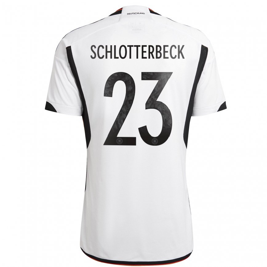Hombre Camiseta Alemania Nico Schlotterbeck #23 Blanco Negro 1ª Equipación 22-24