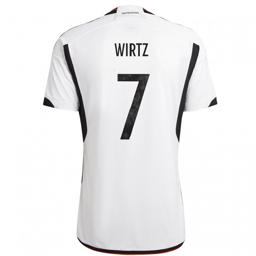 Hombre Camiseta Alemania Florian Wirtz #7 Blanco Negro 1ª Equipación 22-24