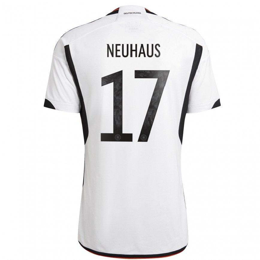 Hombre Camiseta Alemania Florian Neuhaus #17 Blanco Negro 1ª Equipación 22-24