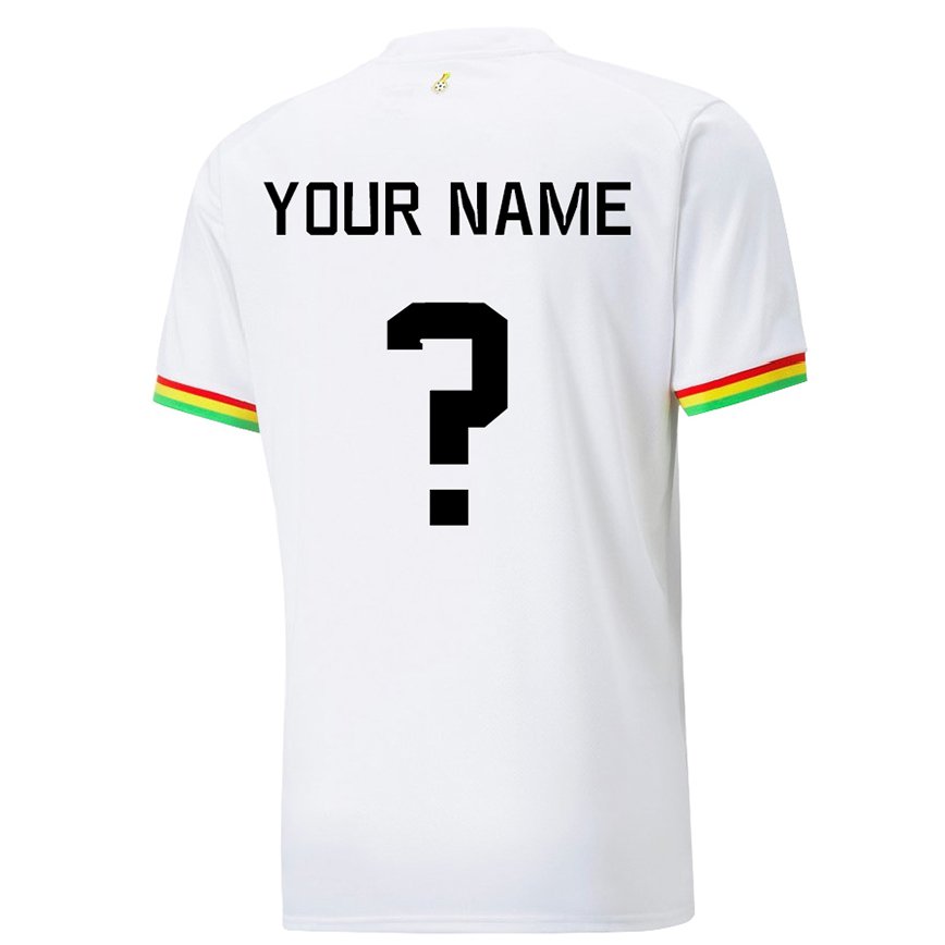 Hombre Camiseta Ghana Su Nombre #0 Blanco 1ª Equipación 22-24