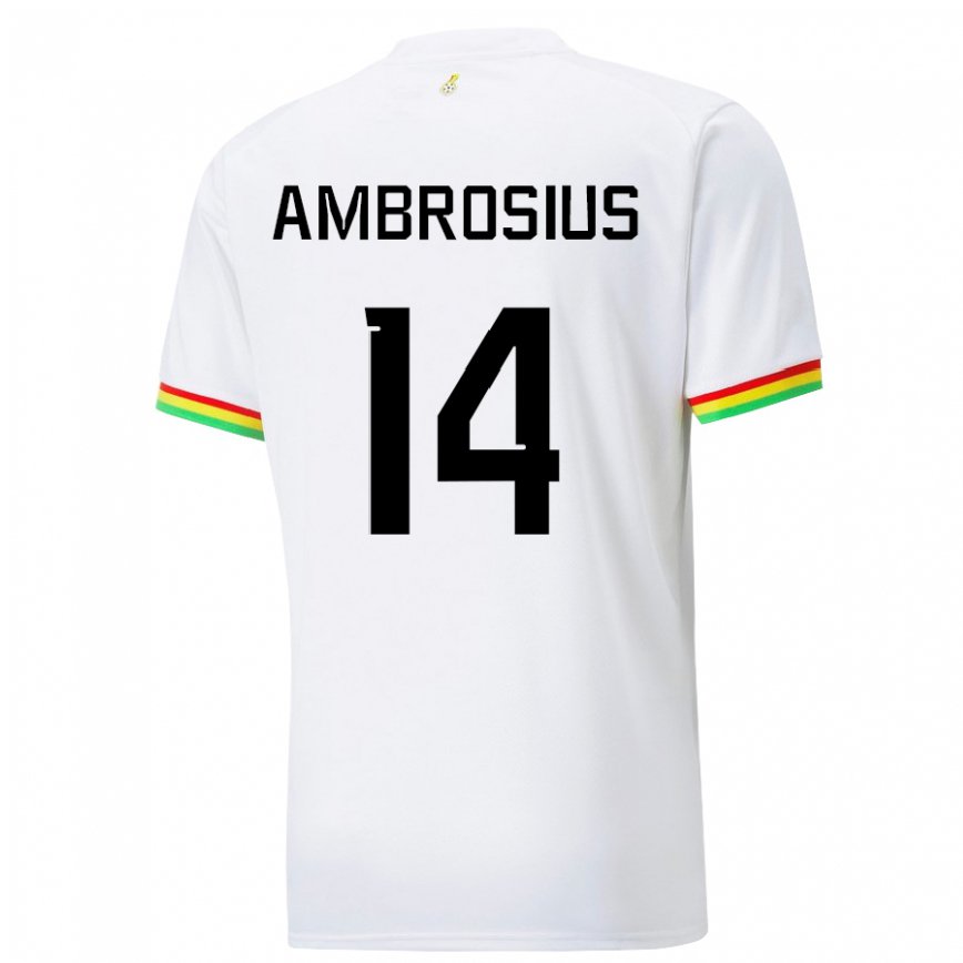 Hombre Camiseta Ghana Stephan Ambrosius #14 Blanco 1ª Equipación 22-24