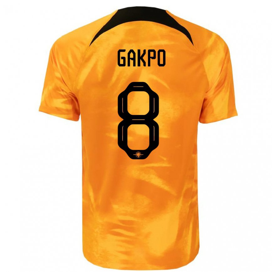 Hombre Camiseta Países Bajos Cody Gakpo #8 Naranja Láser 1ª Equipación 22-24