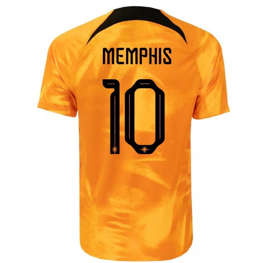 Hombre Camiseta Países Bajos Memphis Depay #10 Naranja Láser 1ª Equipación 22-24