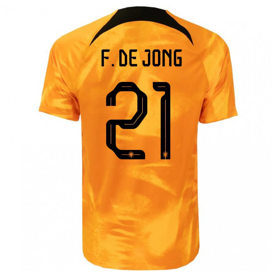 Hombre Camiseta Países Bajos Frenkie De Jong #21 Naranja Láser 1ª Equipación 22-24