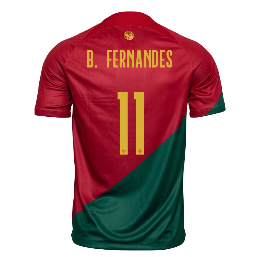 Hombre Camiseta Portugal Bruno Fernandes #11 Rojo Verde 1ª Equipación 22-24