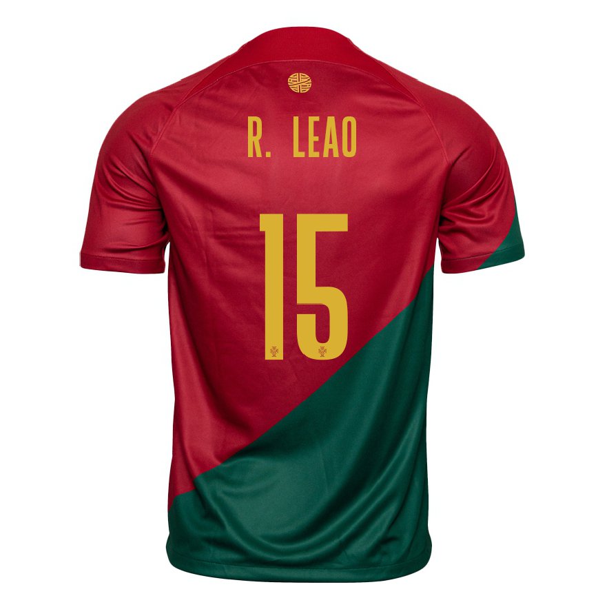 Hombre Camiseta Portugal Rafael Leao #15 Rojo Verde 1ª Equipación 22-24