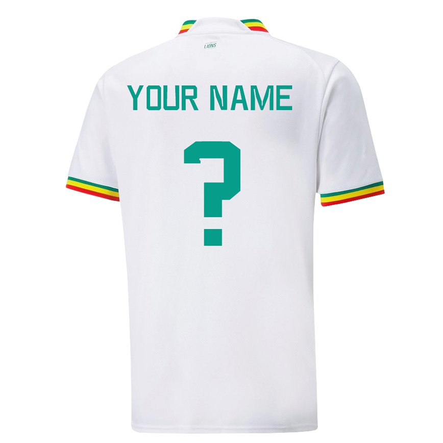 Hombre Camiseta Senegal Su Nombre #0 Blanco 1ª Equipación 22-24