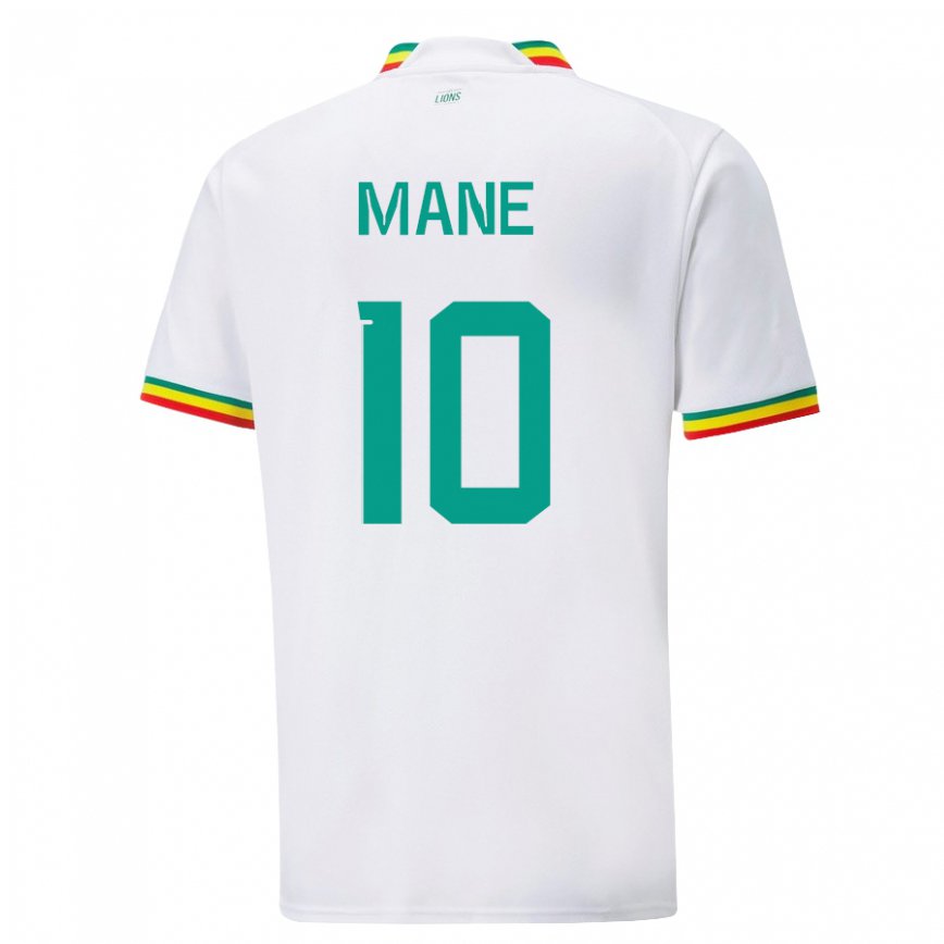 Hombre Camiseta Senegal Sadio Mane #10 Blanco 1ª Equipación 22-24