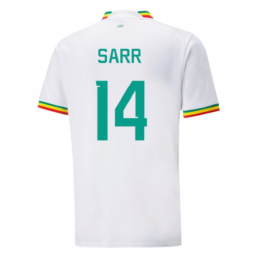 Hombre Camiseta Senegal Pape Sarr #14 Blanco 1ª Equipación 22-24
