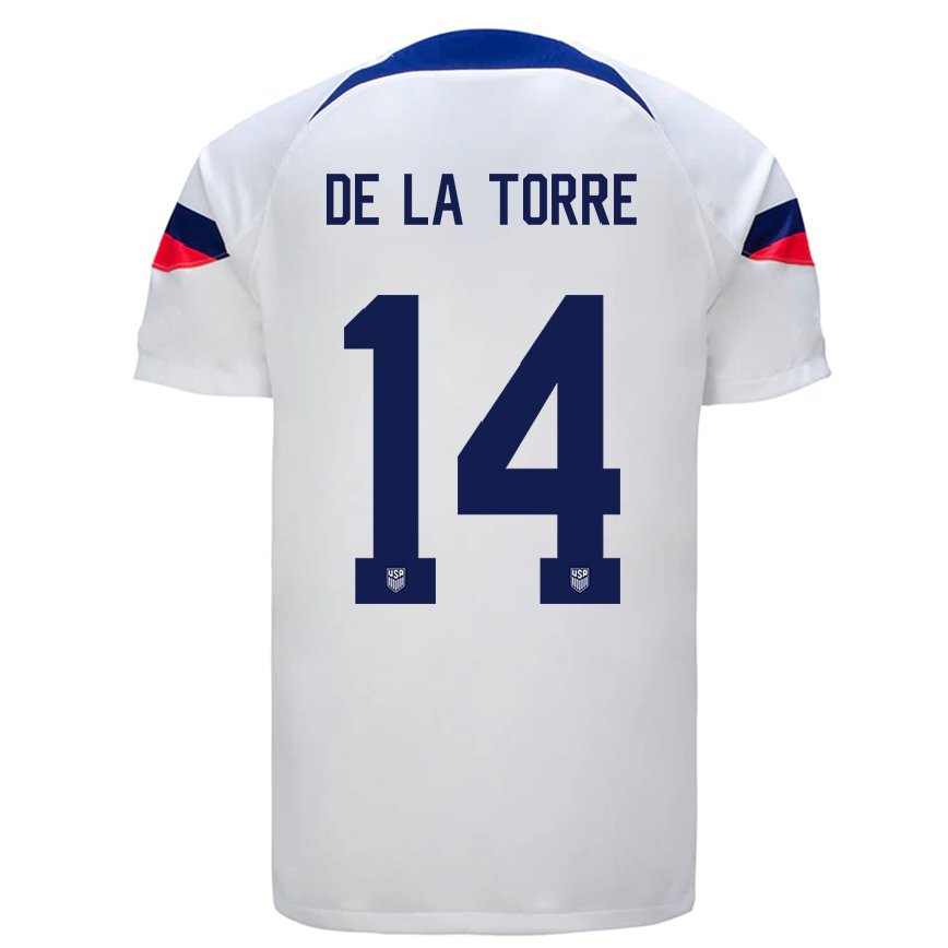 Hombre Camiseta Estados Unidos Luca De La Torre #14 Blanco 1ª Equipación 22-24