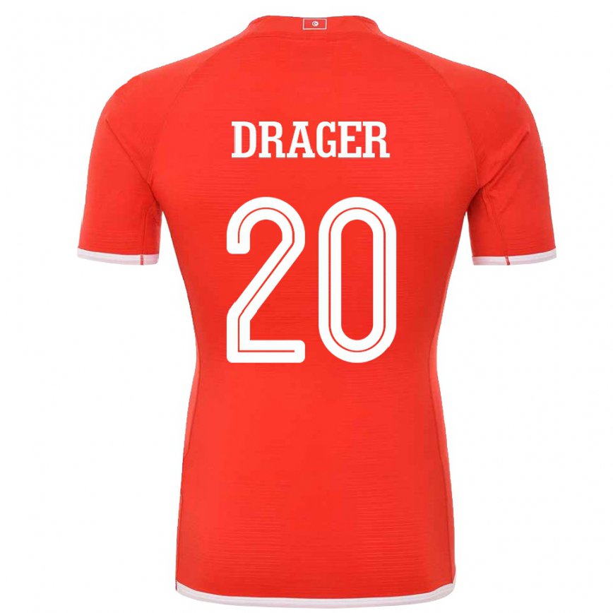 Hombre Camiseta Túnez Mohamed Drager #20 Rojo 1ª Equipación 22-24