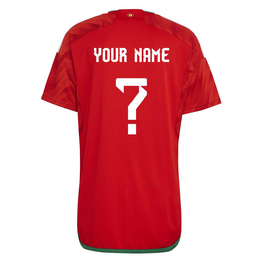 Hombre Camiseta Gales Su Nombre #0 Rojo 1ª Equipación 22-24
