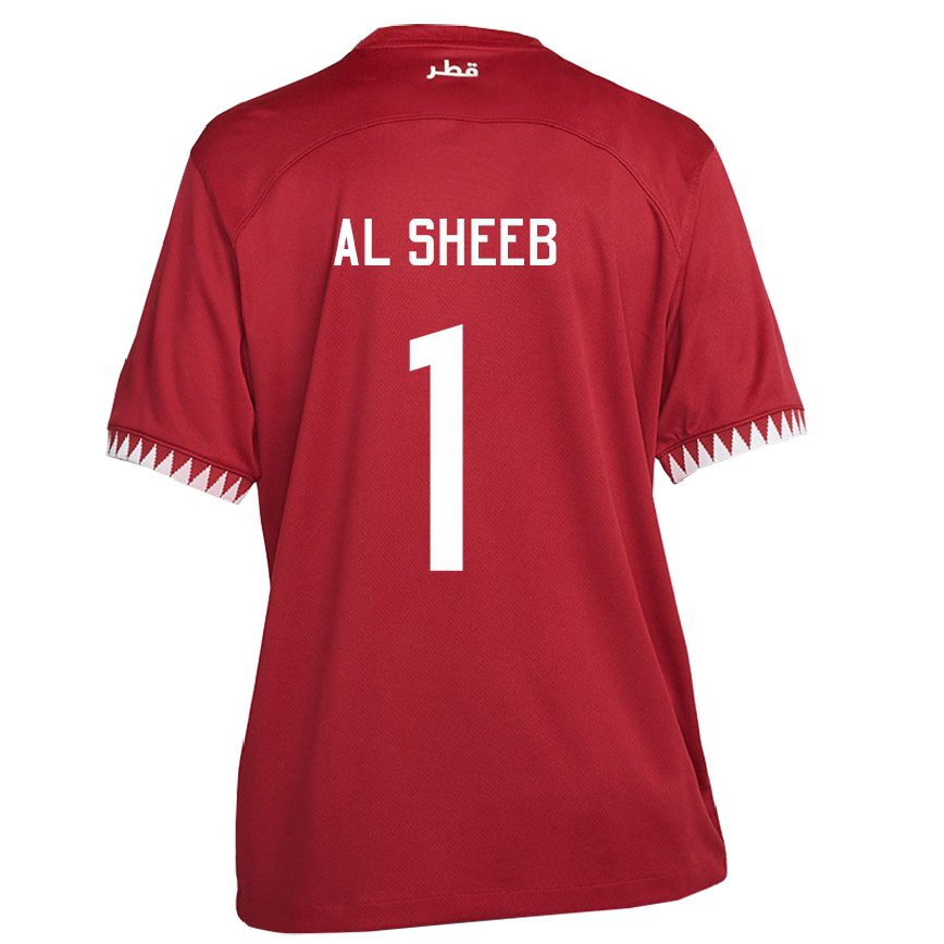 Hombre Camiseta Catar Saad Al Sheeb #1 Granate 1ª Equipación 22-24