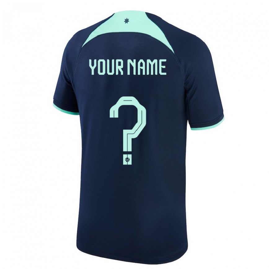 Hombre Camiseta Australia Su Nombre #0 Azul Oscuro 2ª Equipación 22-24