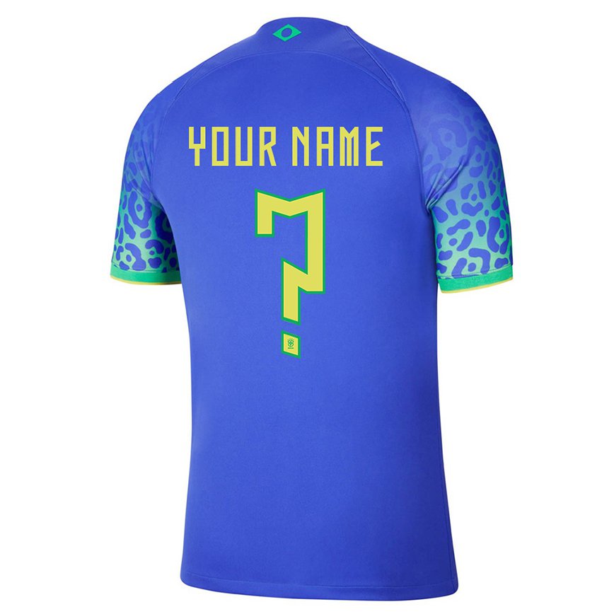 Hombre Camiseta Brasil Su Nombre #0 Azul 2ª Equipación 22-24
