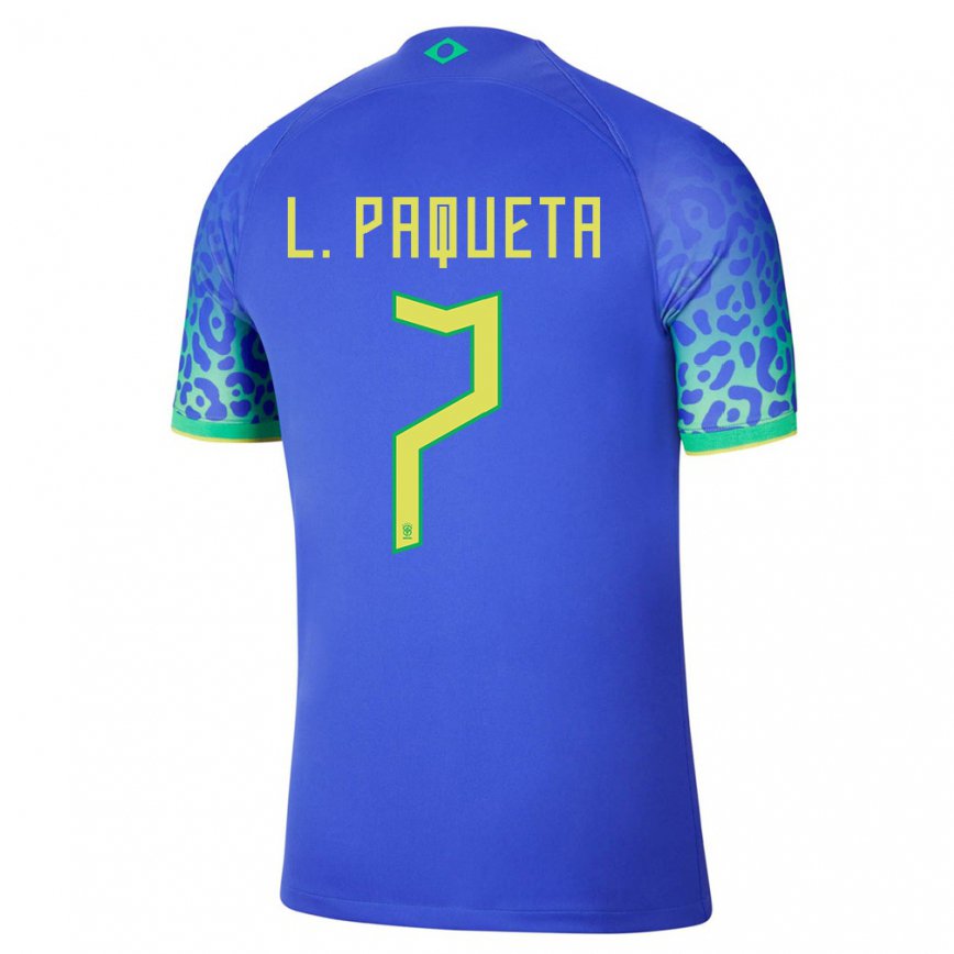 Hombre Camiseta Brasil Lucas Paqueta #7 Azul 2ª Equipación 22-24