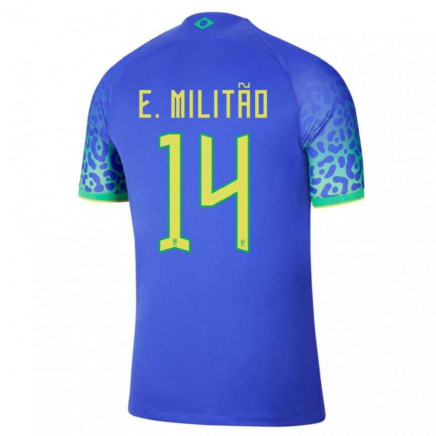 Hombre Camiseta Brasil Eder Militao #14 Azul 2ª Equipación 22-24